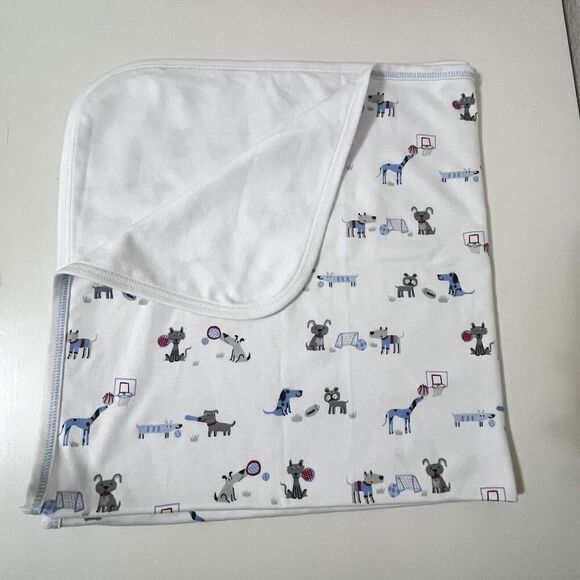 Kissy Kissy Dogs Playing Sports Pima Cotton Baby Receiving Blanket Lovey Blankie - Picture 6 of 15